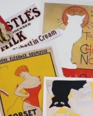 Mostra de cartells famosos utilitzats al taller "El cartell dels disbarats"