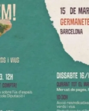 Cartell de les sessions d'intercooperació 'Plantem! Per uns barris verds i vius'.