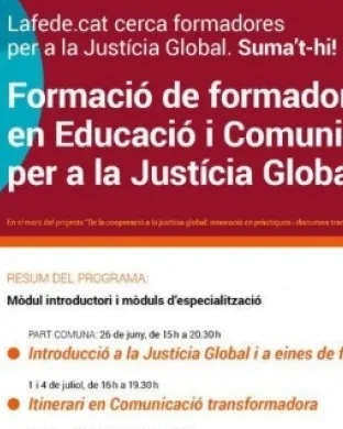 Cartell del cicle formatiu de lafede.cat, formació de formadores 'Educació i Comunicació per a la Justícia Global'.
