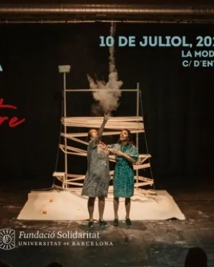Cartell de l'espectacle ‘Una de Cal‘, a La Model, organitzat per l’Observatori Europeu de Memòries (EUROM) de la Fundació Solidaritat UB.
