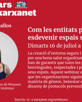 Cartell del webinar que anirà a càrrec de la coordinadora de relacions de Minyons Escoltes i Guies de Catalunya.