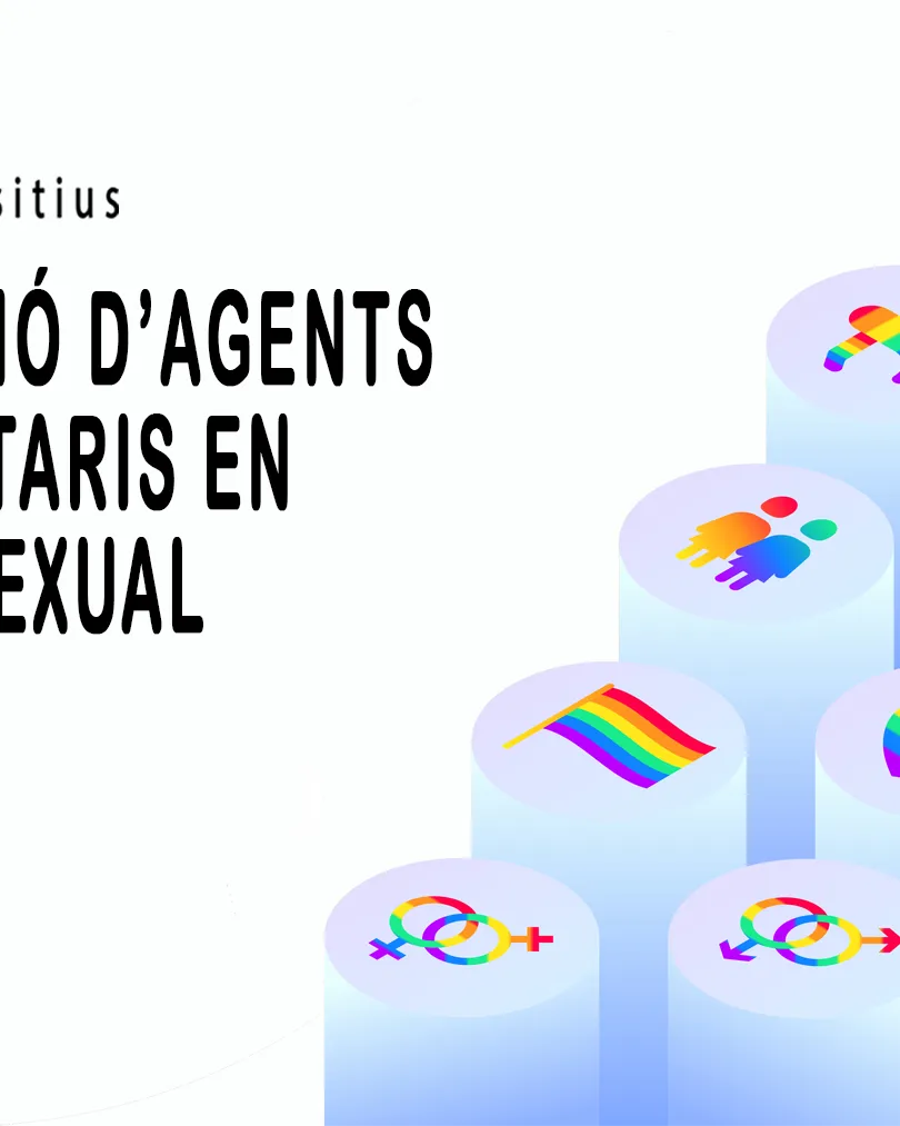 La imatge ensenya diferents símbols amb els colors de l'Arc de Sant Martí representatiu de la diversitat afectiva, sexual i de gènere.