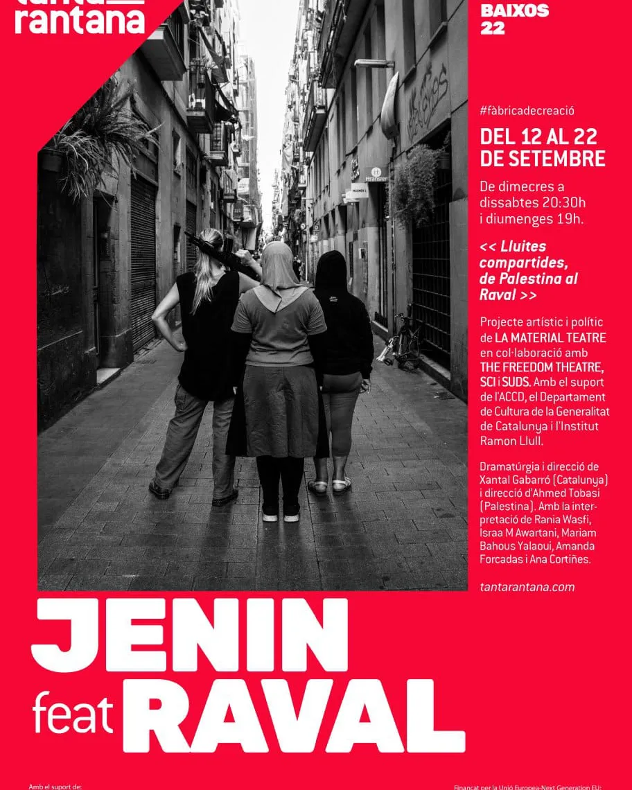 Cartell oficial de l'obra de teatre 'JENIN feat RAVAL'.