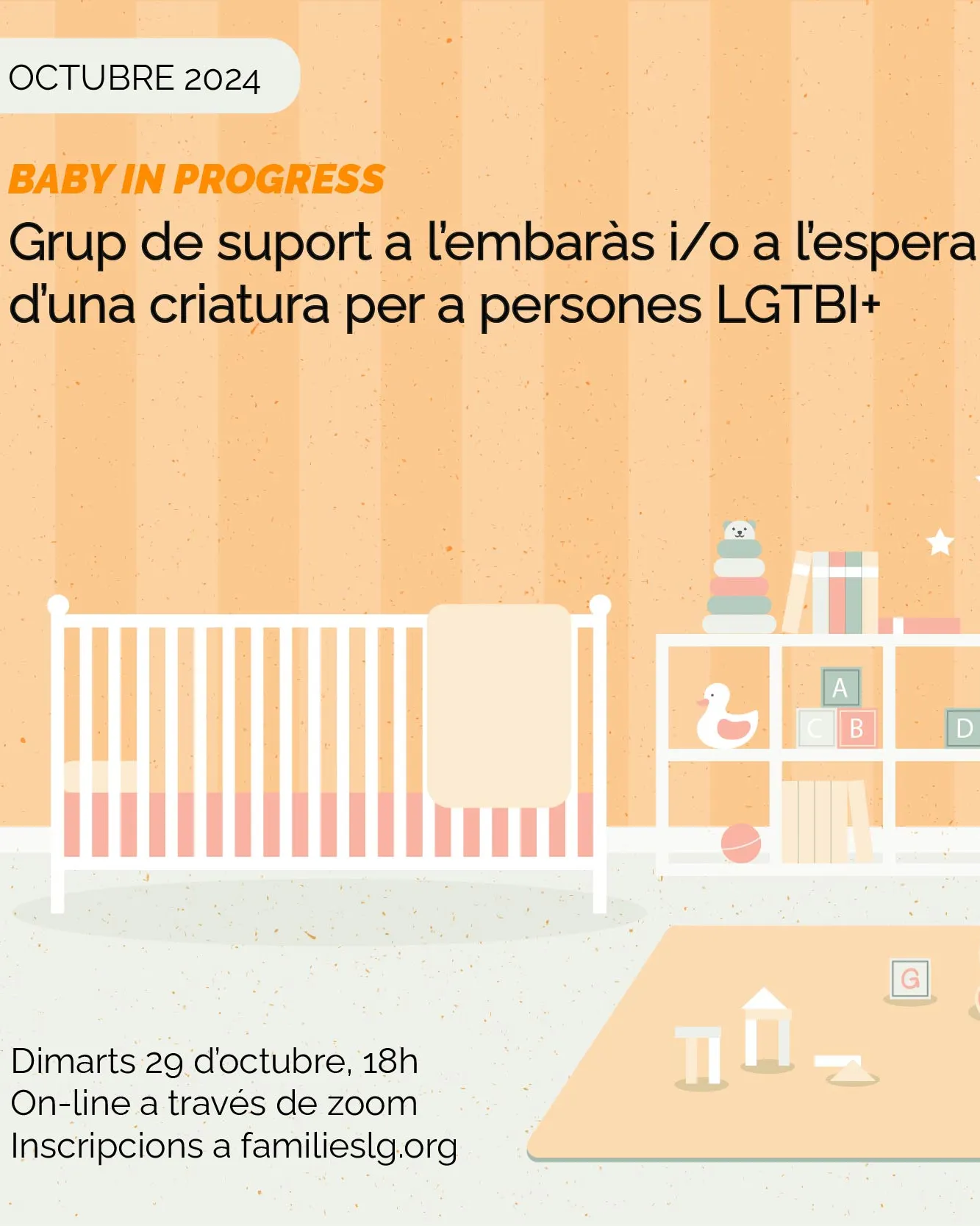 Espai d’acompanyament i suport a l’embaràs i/o a l’espera d’una criatura per a persones LGBTIQ+. Font: Associació de Famílies LGTBI+