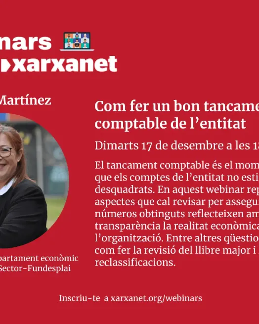 Cartell de l'esdeveniment Webinar: ‘Com fer un bon tancament comptable de l’entitat’