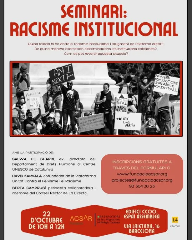 Fragment del cartell del Seminari sobre racisme institucional
