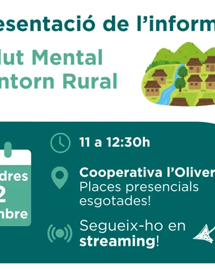 Cartell de l'esdeveniment de presentació de l’informe: ‘Salut mental i entorn rural’