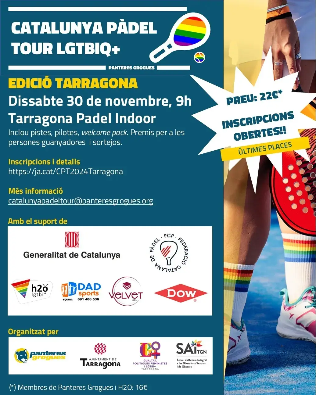 Catalunya Pàdel Tour LGTBIQ+. Font: H2O