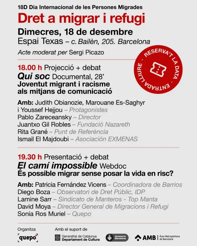 Cartell de l'acte 'Dret a migrar i refugi'