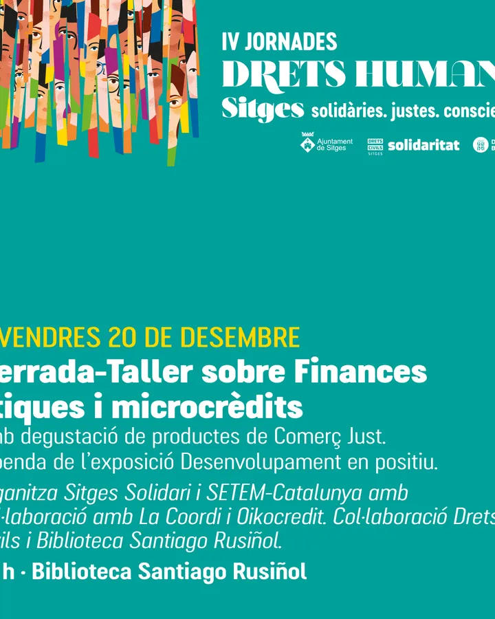 Cartell de la xerrada, emmarcada dintre de les IV Jornades DDHH Sitges. Font: Drets Civils Sitges 