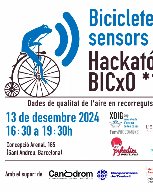 Bicicletes i sensors. 1a hackató BICxO: dades de qualitat de l'aire en recorreguts en bici. 13 de desembre de 2024.