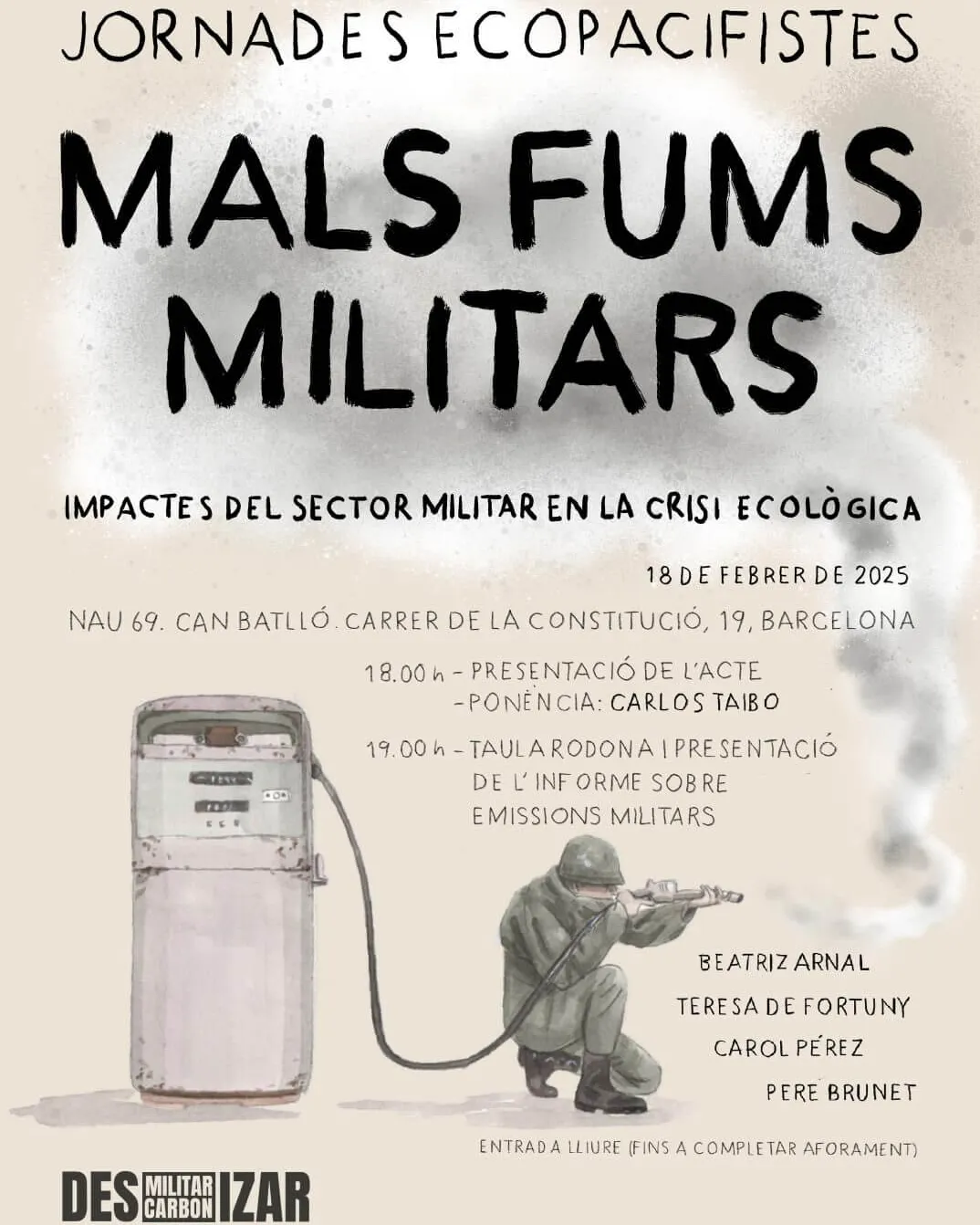 Cartell de les Jornades Ecopacifistes 'Mals Fums Militars'