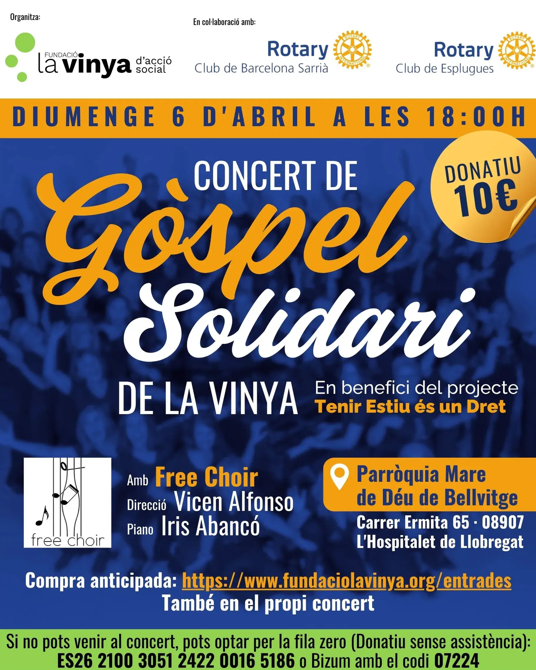Cartell del Concert de Gòspel Solidari de la Vinya