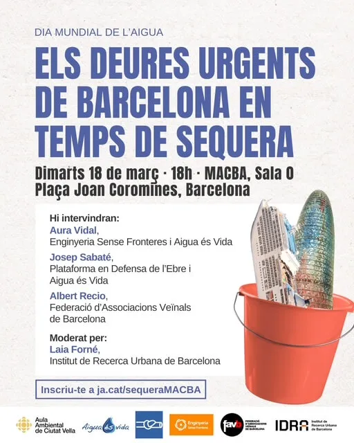 Els ponents debatran sobre com Barcelona podria estalviar i reutilitzar més aigua.