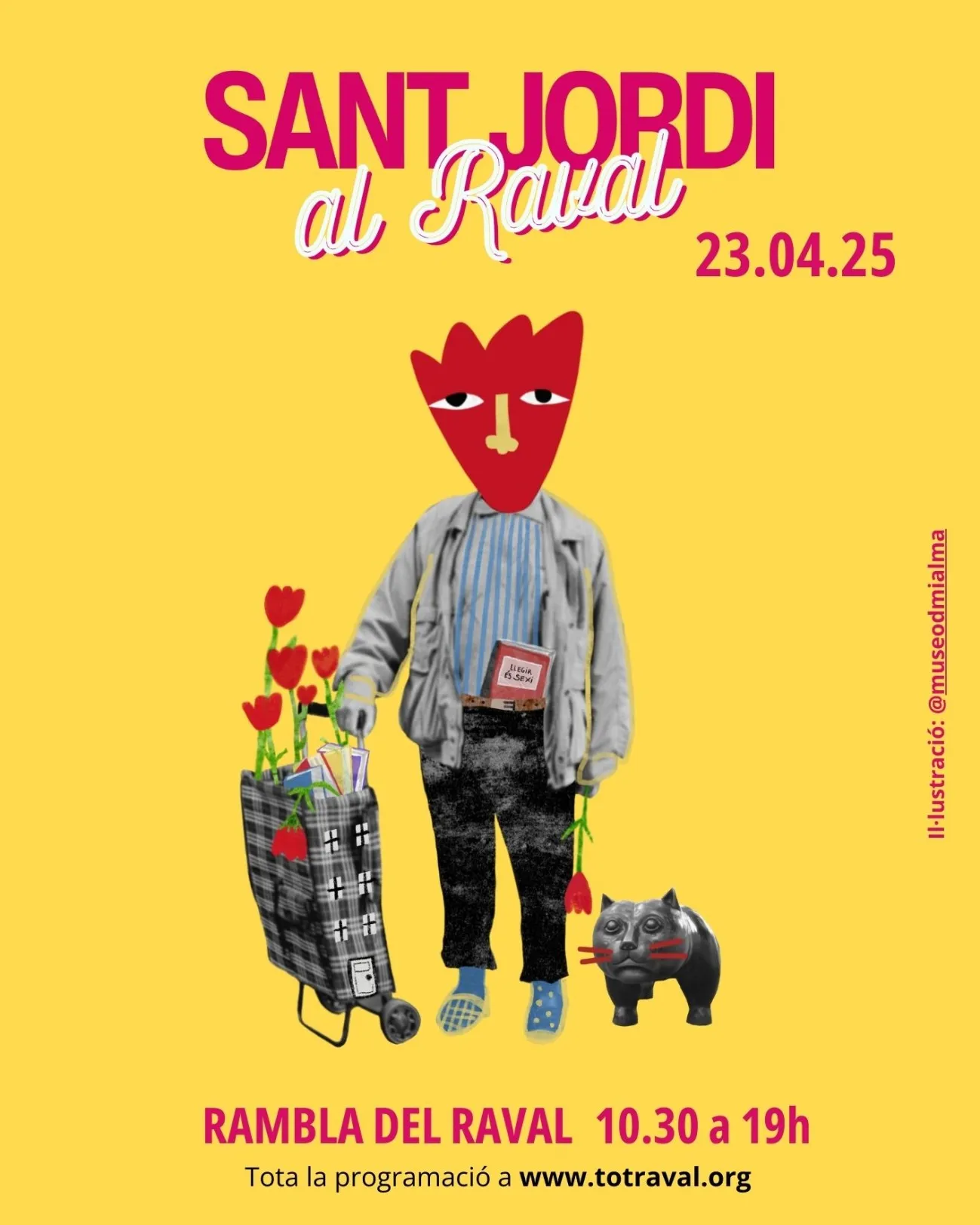 Cartell de Sant Jordi amb imatges que representen el barri del Raval de Barcelona