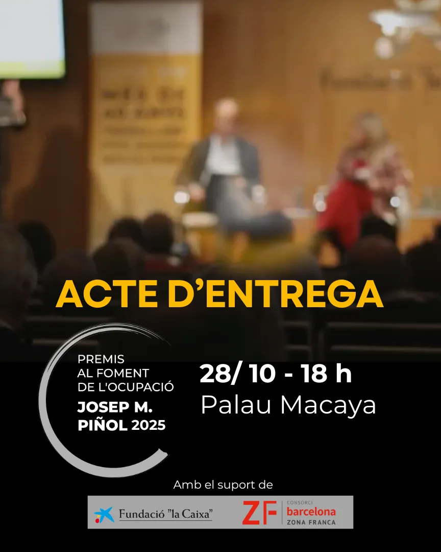 Acte d'entrega Premis Josep M. Piñol 2025 Lliurament de Premis Josep M. Piñol 2025 | 28 · 10 · 2025 | 18 h | Palau Macaya