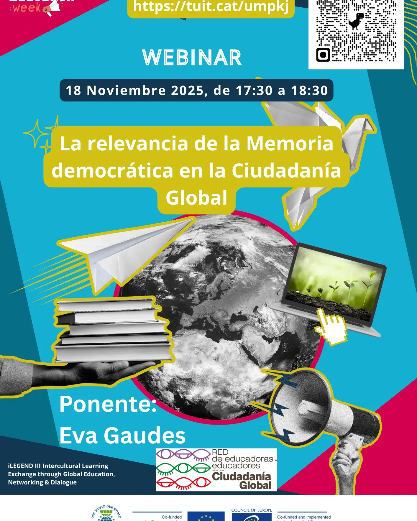Anunci del Webinar ”La rellevància de la Memòria Democràtica en la Ciutadania Global”, Data emissió: 18 novembre, Hora: 17:30-18:30