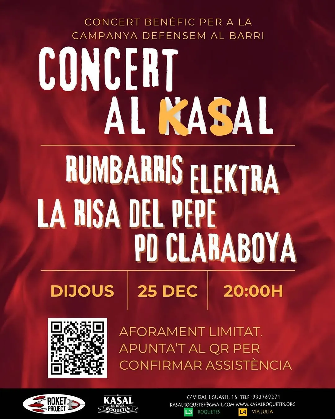 Concert benèfic al Kasal de Joves de Roquetes per reforçar el treball en xarxa al barri