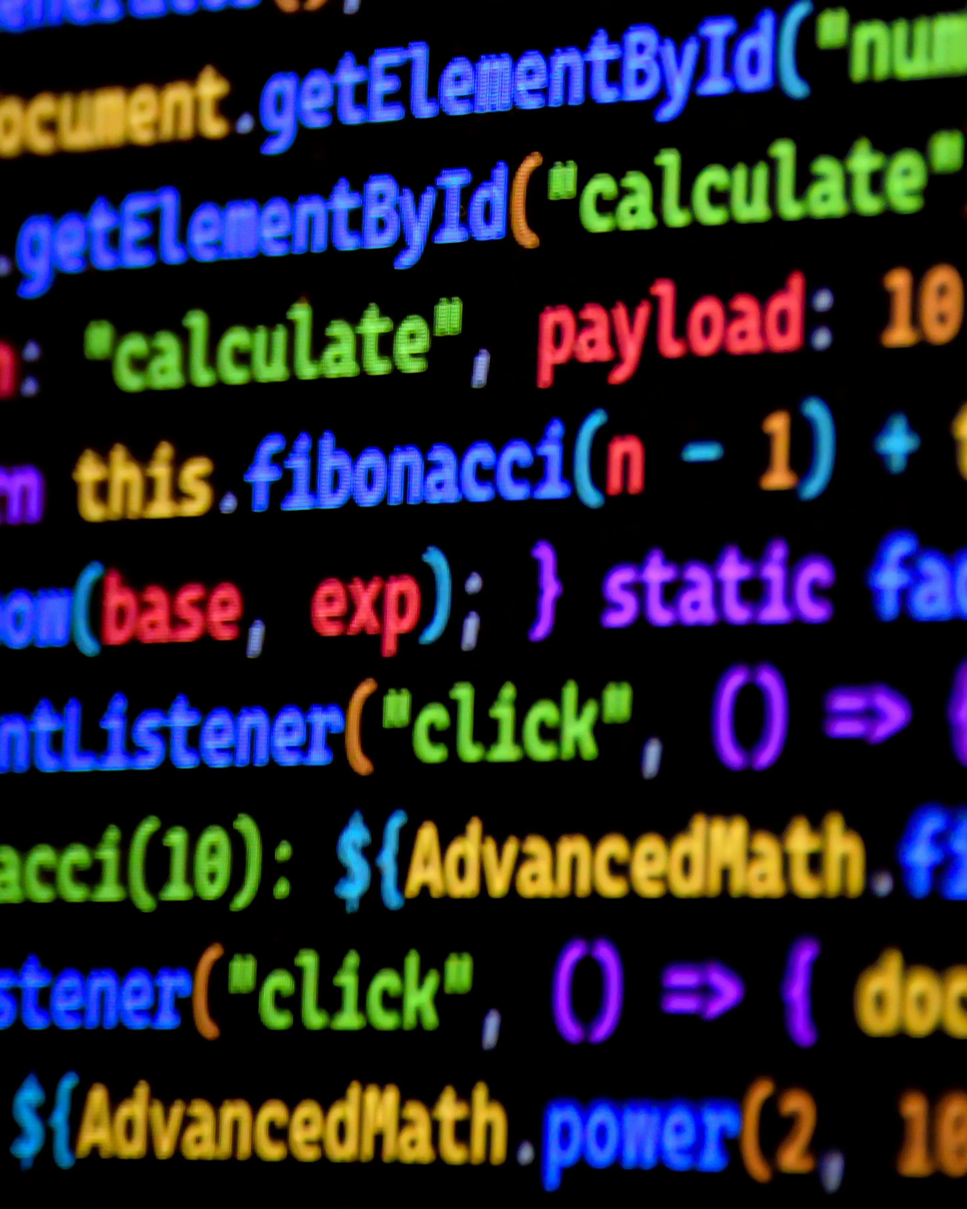 Codi de programació, amb colors.