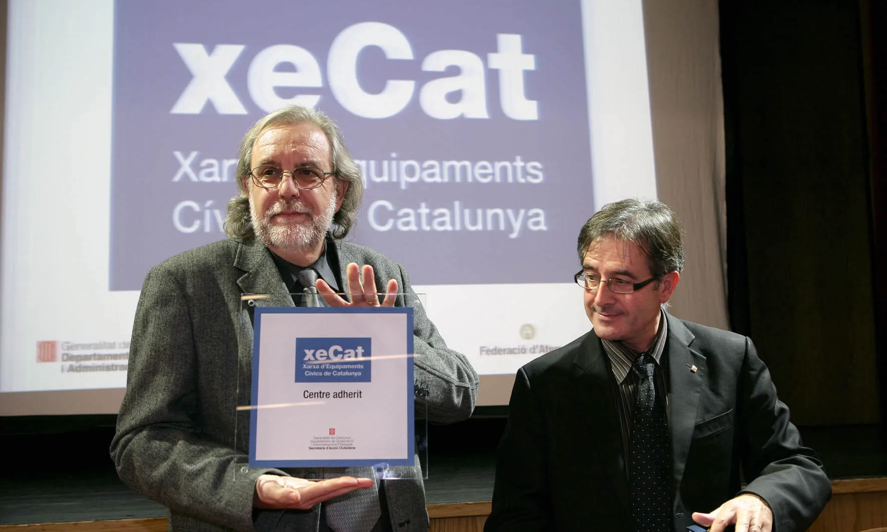 Pere-Joan Pujol a l'acte de signatura del conveni.
