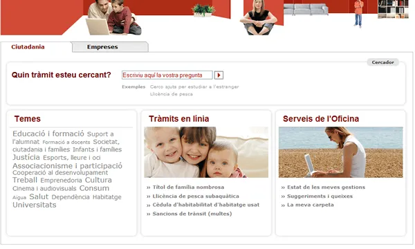 Plana web de l'Oficina Virtual de Tràmits