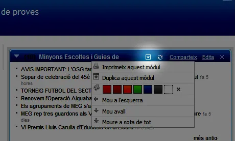 Botons per personalitzar els blocs de contingut
