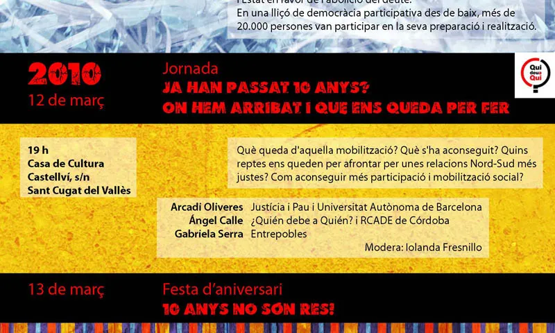 Cartell dels 10 anys de la Consulta Social per l’Abolició del Deute Extern