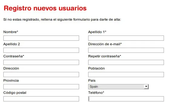 Formulari que hem d'omplir si volem donar-nos d'alta