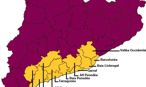 Mapa que mostra la setmana de vacances triada per cada comarca
