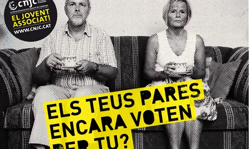 Una de les imatges de la campanya "Els teus pares encara voten per tu?"