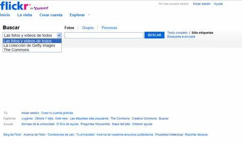 Pantalla de Flickr