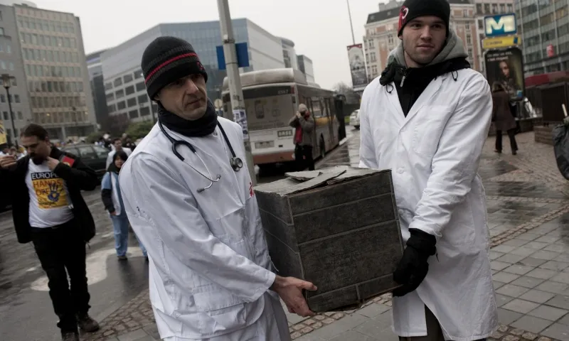 Protestes a Brussel·les a la Cimera. © Bruno De Cock/MSF