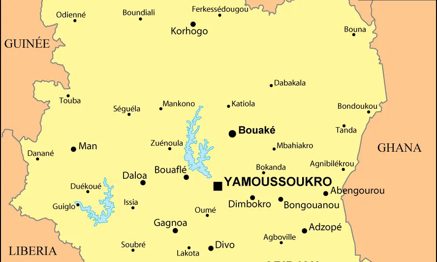 Mapa de Costa de Marfil.