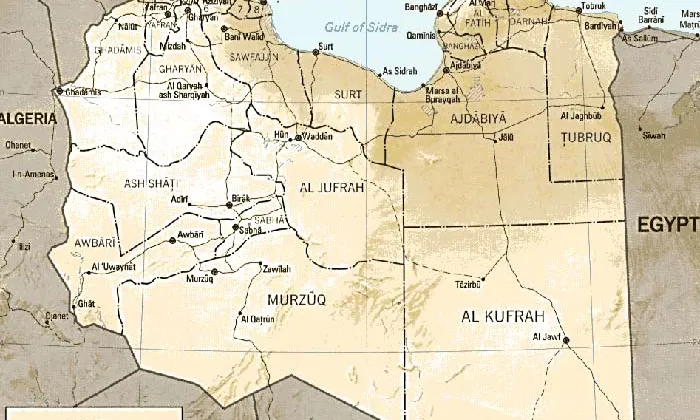 Mapa de Líbia en el seu context.