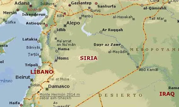 Mapa de Síria en el seu context.