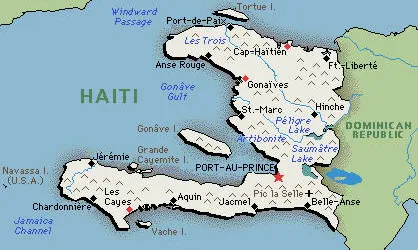 Mapa de Haití en el seu context.