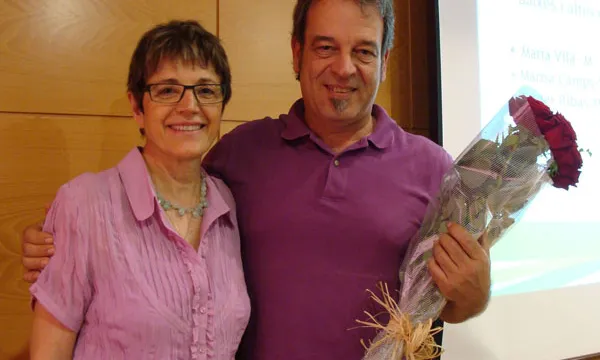 La presidenta de la FCVS Francina Alsina i l'exvicepresident Xavier Ribes