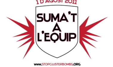 Logo de la campanya Suma't a l'equip, per la prohibició de bombes de dispersió