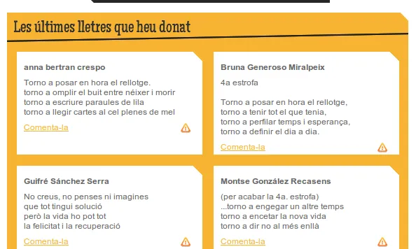 Captura de la pàgina amb les cançons