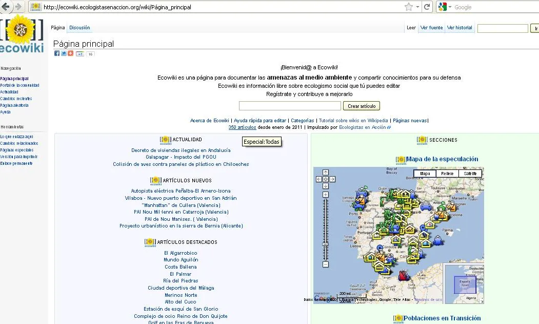 Web www.ecowiki.ecologistasenaccion.org