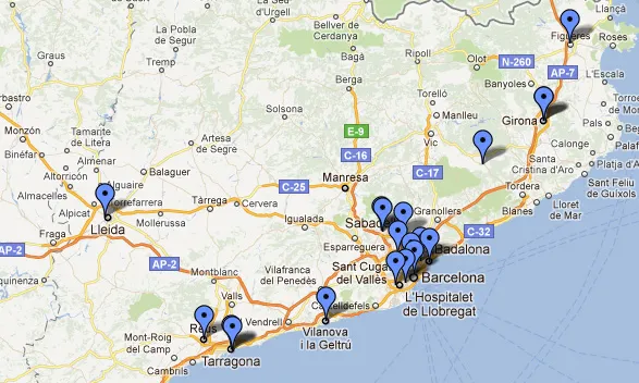 Mapa d'oficines de voluntariat de Catalunya