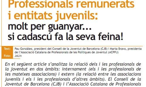 Article "Professionals remunerats i entitats juvenils: molt per guanyar... si ca