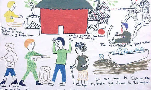 Dibuix fet per infants de Sierra Leone. De la plana web www.menoressoldados.org