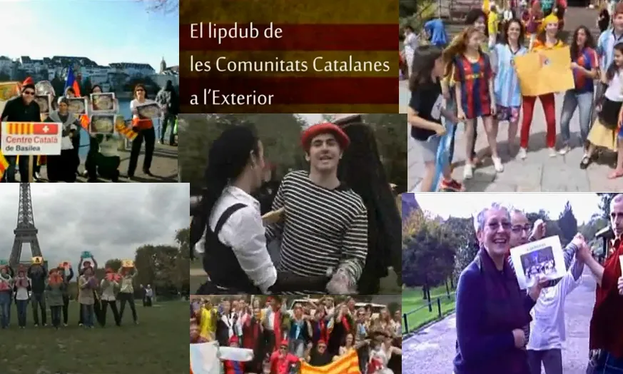 Diferents fotogrames del lipdub de les Comunitats Catalanes a l'Exterior