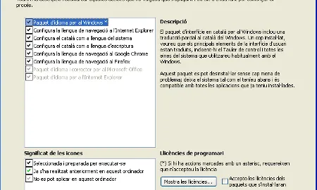 Les diferents opcions del Catalanitzador. 