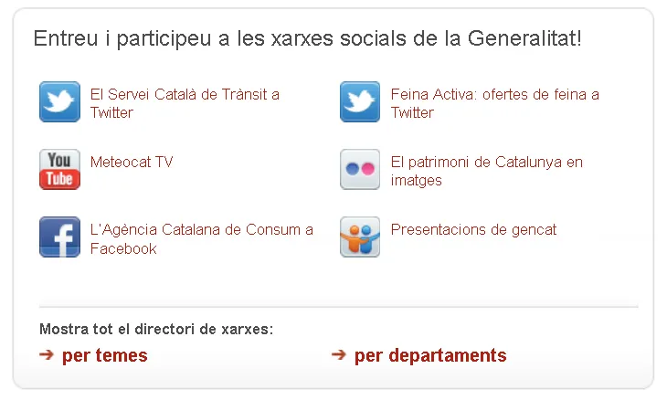 Generalitat de Catalunya a les xarxes socials