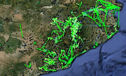 El mapa de les xarxes Guifi existents