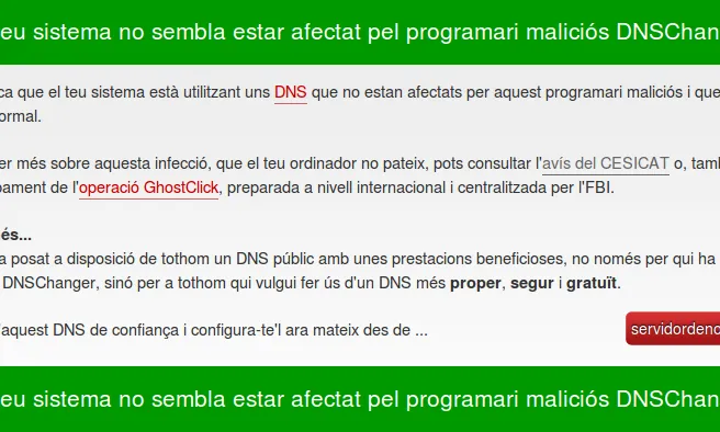 L'analitzador dns-ok.cat de la Fundació PuntCAT