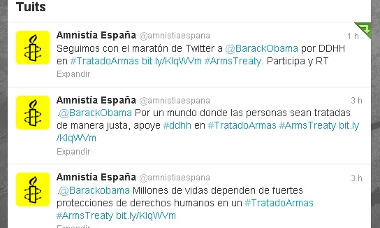 Captura del compte de Twitter d'Amnistia Internacional Espanya