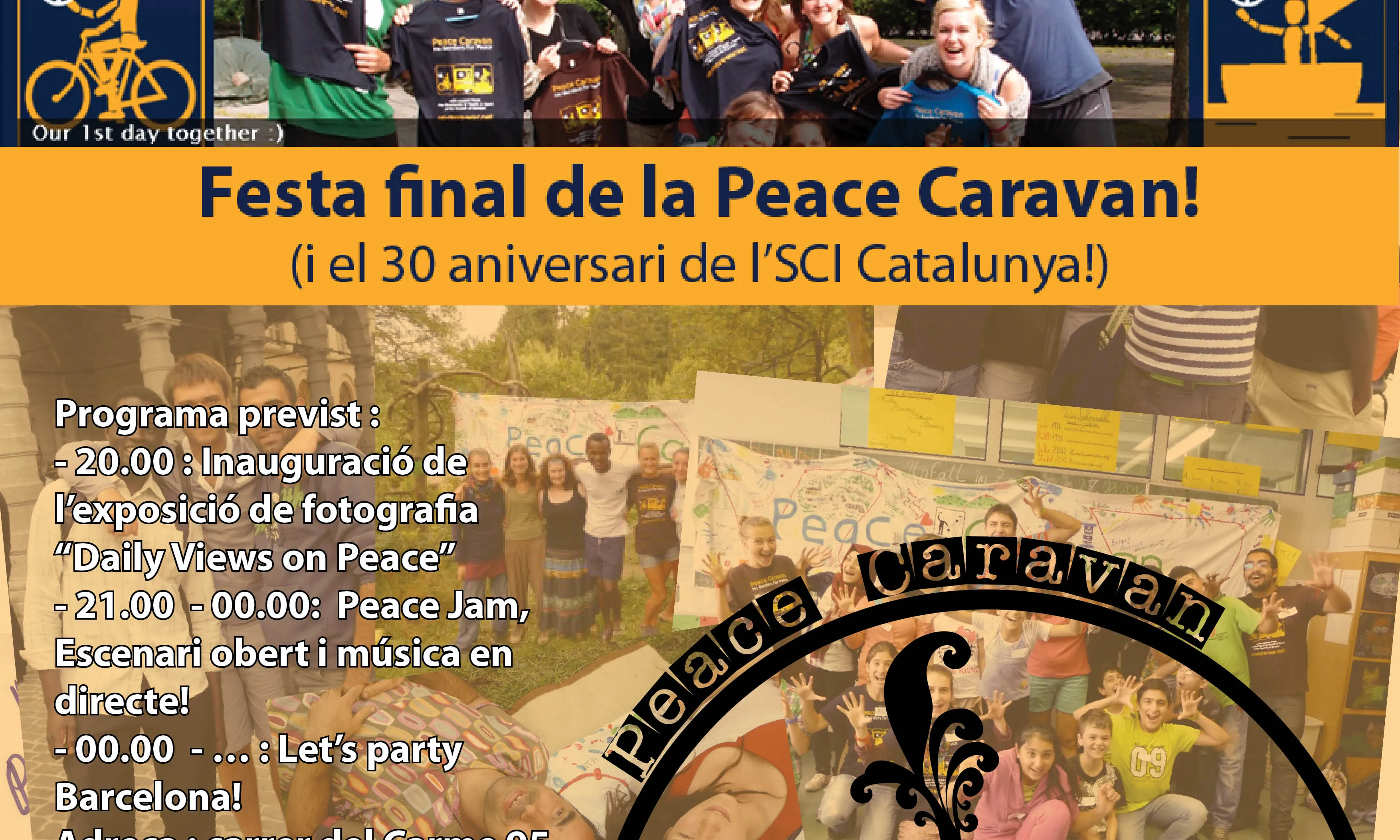 Cartell de la festa final de la Caravana per la Pau